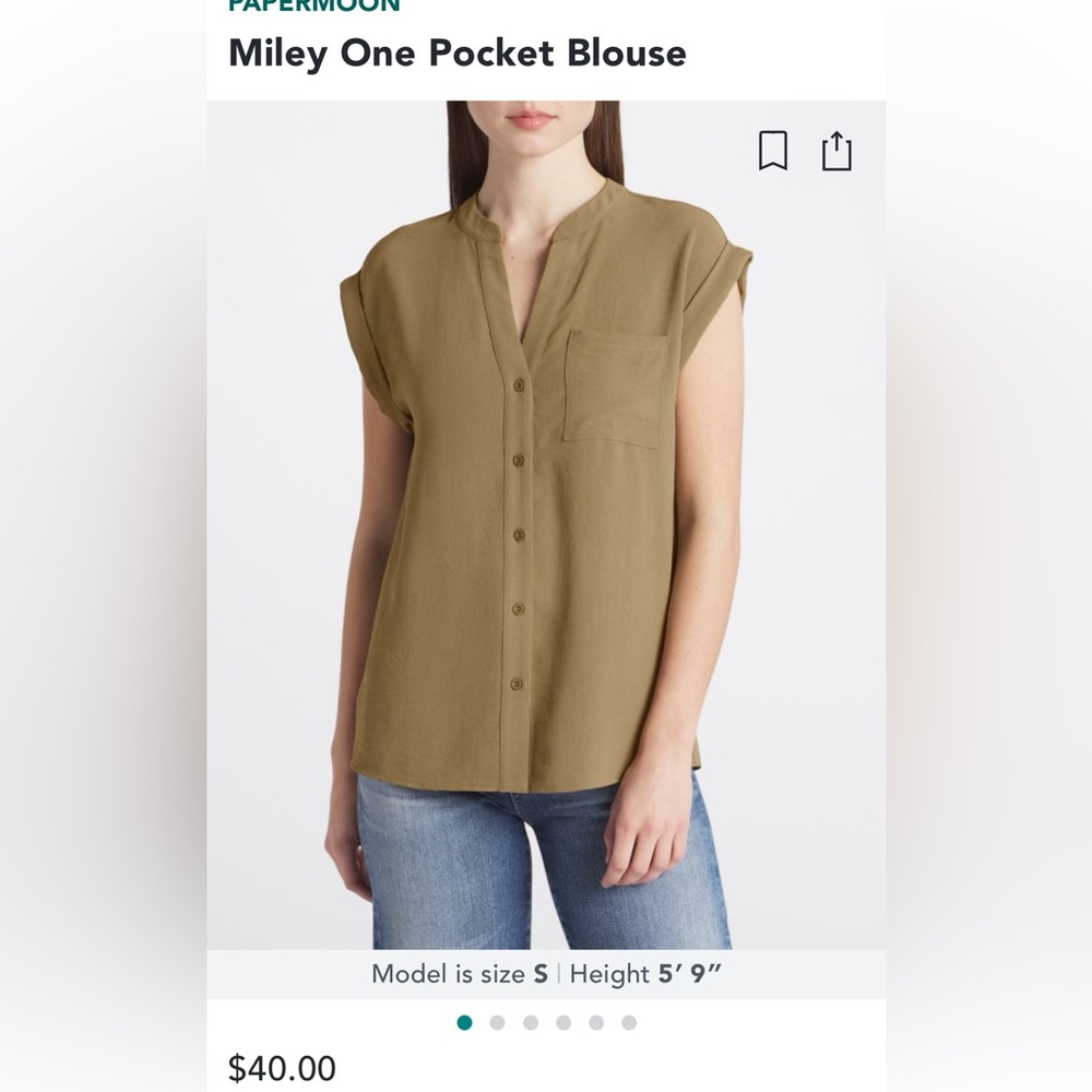 Papermoon Miley one pocket blouse in olive
